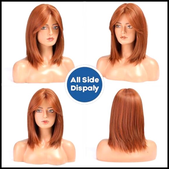 Synthetic Wig with Curtain Bangs Shoulder Length Heat Resistant Daily Use main image 5